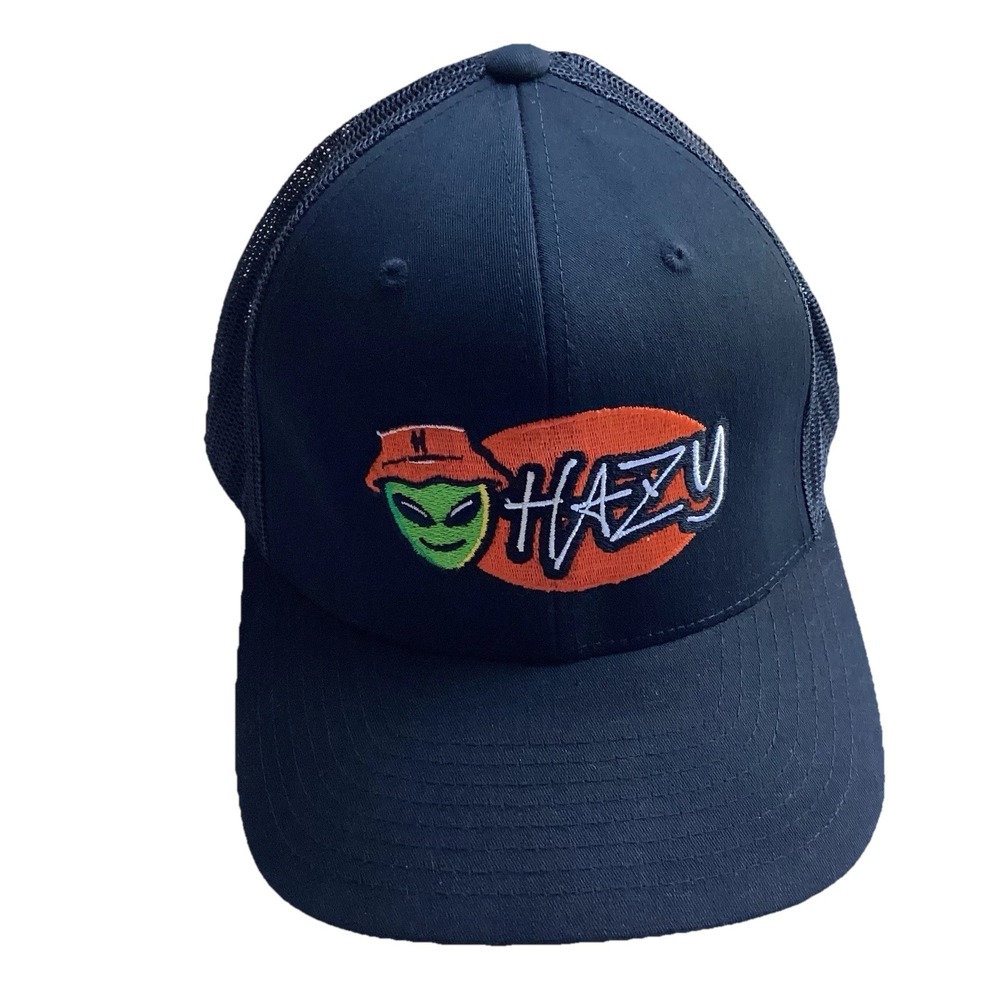 Hazy UFO OG Trucker Hat Mens OSFM Black Alien Logo Mesh Snapback Classics 420